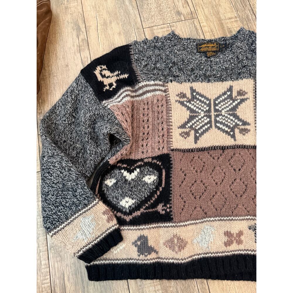 Vintage Eddie Bauer Knit Sweater Wool Crew Neck Multicolor Size Large - Picture 2 of 10